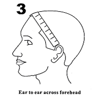 Ear to Ear Across Forehead