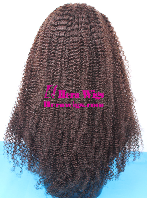 Cheap Afro Curl Brown Indian Hair Full Lace Wigs