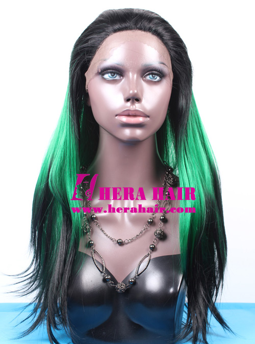 Hera Black Dyed Green Synthetic Lace Front Wigs