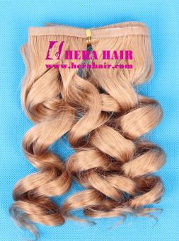 14 inches #8 Curly Malaysian Hand Tied PU Skin Weft Extensions