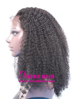 Hera afro kinky curl #1 Black Indian remy hair full lace wigs side picture