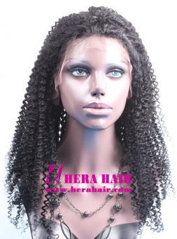 Hera stock 20 inches afro kinky curl #1 black Indian remy hair lace front wigs
