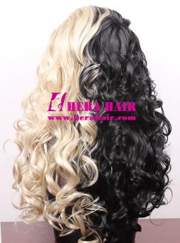 Ice or Fire Ombre Color Synthetic Lace Front Wigs Back Style