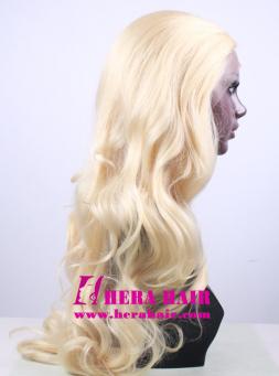 Hera 24 inches wavy #613 blonde synthetic lace front wigs side picture